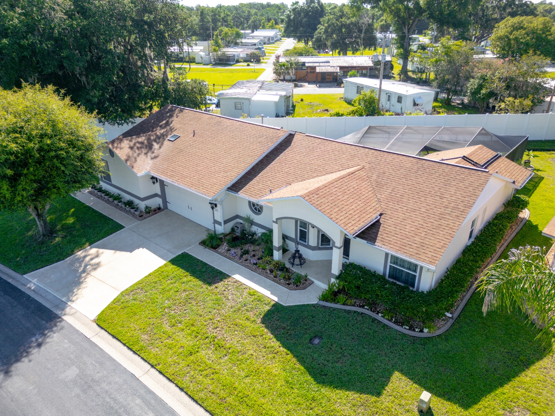 Aerial front view of the home