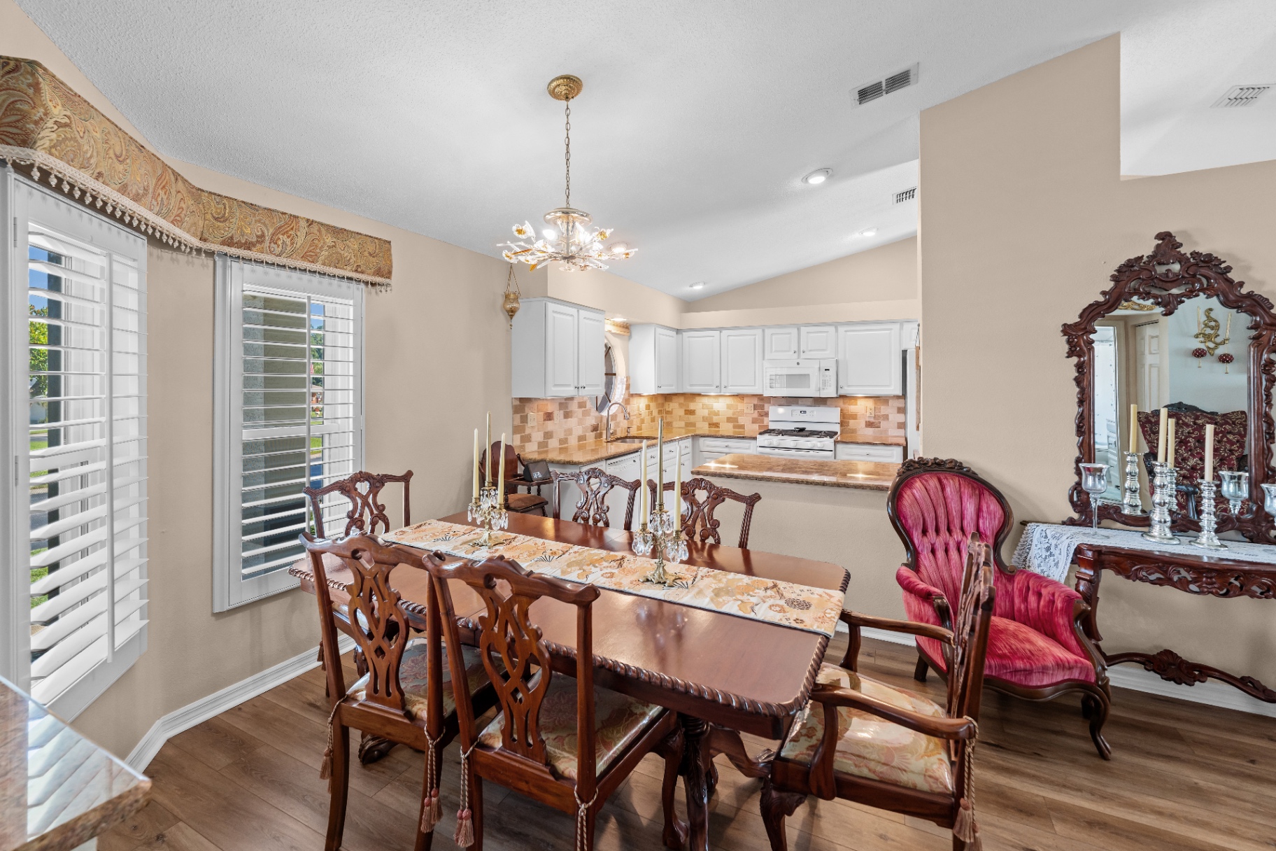 Formal dining room with chandelier